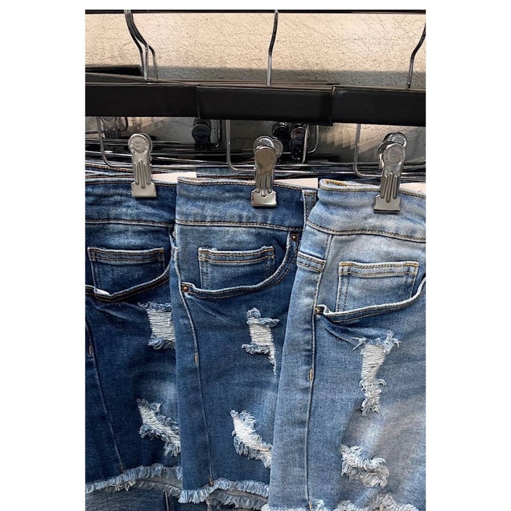 Distressed Denim Shorts Plus